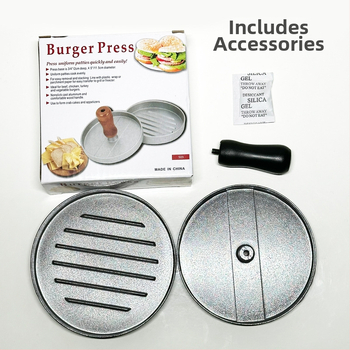 Chuanzan κυκλική χειροκίνητη πρέσα για μπέργκερ από κράμα αλουμινίου, με εκτυπωμένο λογότυπο και δυνατότητα προσαρμογής