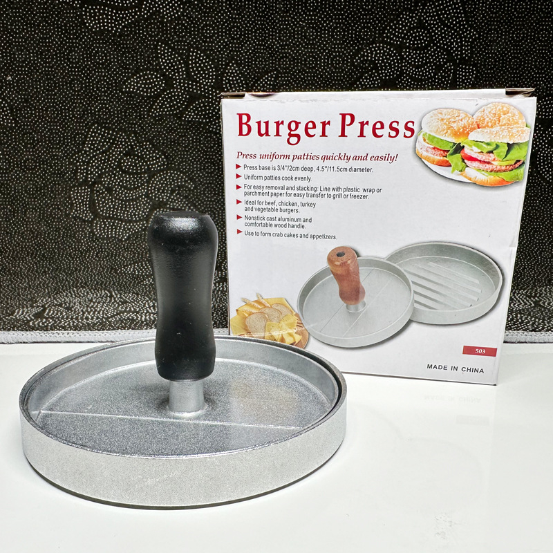 Chuanzan okrugla ručna presa za burgere od aluminijske legure s tiskanim logom i mogućnošću prilagodbe