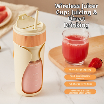 Nešiojamas belaidės vaisių sulčių puodelis, aukštos spartos 12001–15000 aps./min, talpa 401–600 ml, 50W, įmontuota baterija, PC maisto klasės plastikas