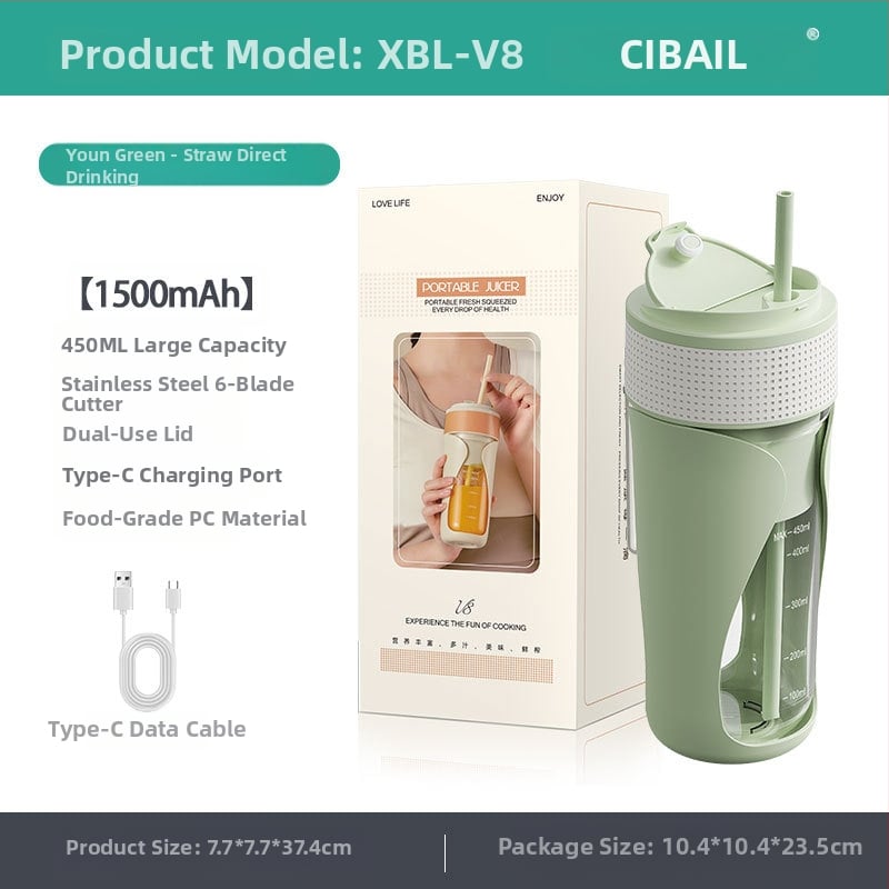 Nešiojamas belaidės vaisių sulčių puodelis, aukštos spartos 12001–15000 aps./min, talpa 401–600 ml, 50W, įmontuota baterija, PC maisto klasės plastikas