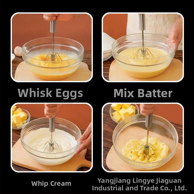 Ръчен разбърквач за яйца от неръждаема стомана за домашно готвене | Марка Leading Best Crown | Стартира през 2021 | Персонализация налична | Печатано лого