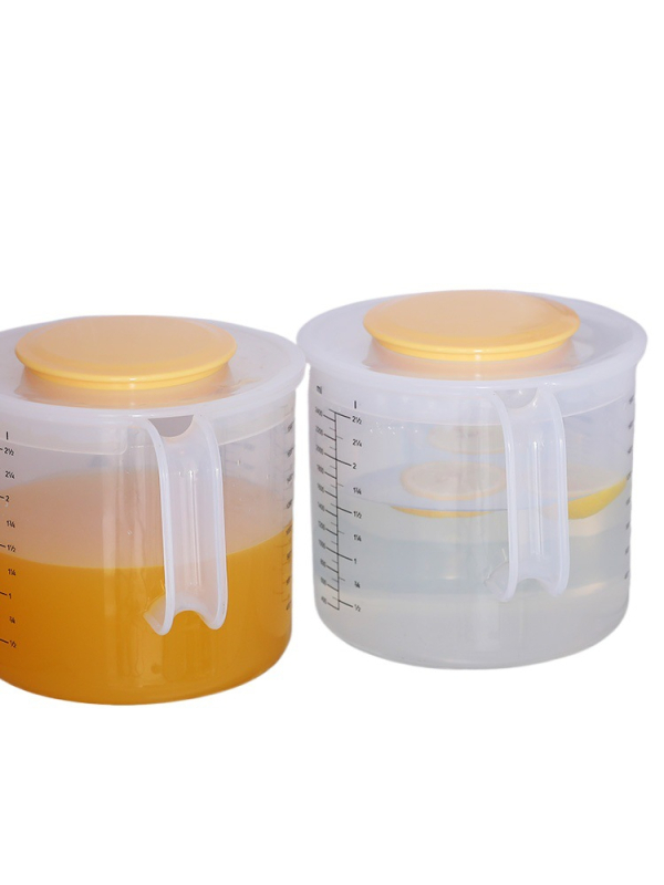 Didelis talpos matavimo puodelis su dangteliu, neleidžiantis purslinti, su matavimo žymėmis