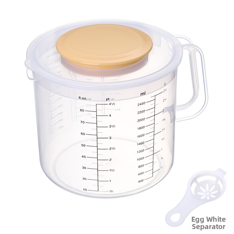 Didelis talpos matavimo puodelis su dangteliu, neleidžiantis purslinti, su matavimo žymėmis