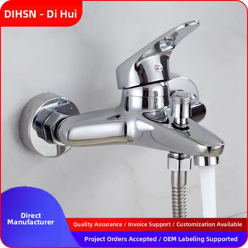 Trys dalių varinis įmontuojamas maišytuvas voniai ir dušai, keraminių disko vožtuvų, 0–90°C, DN15 jungtys, modelis DH-5561-LY