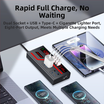 Wusheng автомобилен инвертор 12V/24V към 220V, универсален за автомобили и камиони