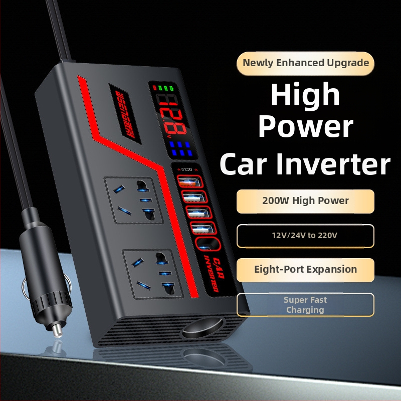 Wusheng автомобилен инвертор 12V/24V към 220V, универсален за автомобили и камиони