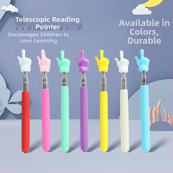 Телескопична указалка за четене с пръст, неръждаема стомана, регулируема дължина, за обучение