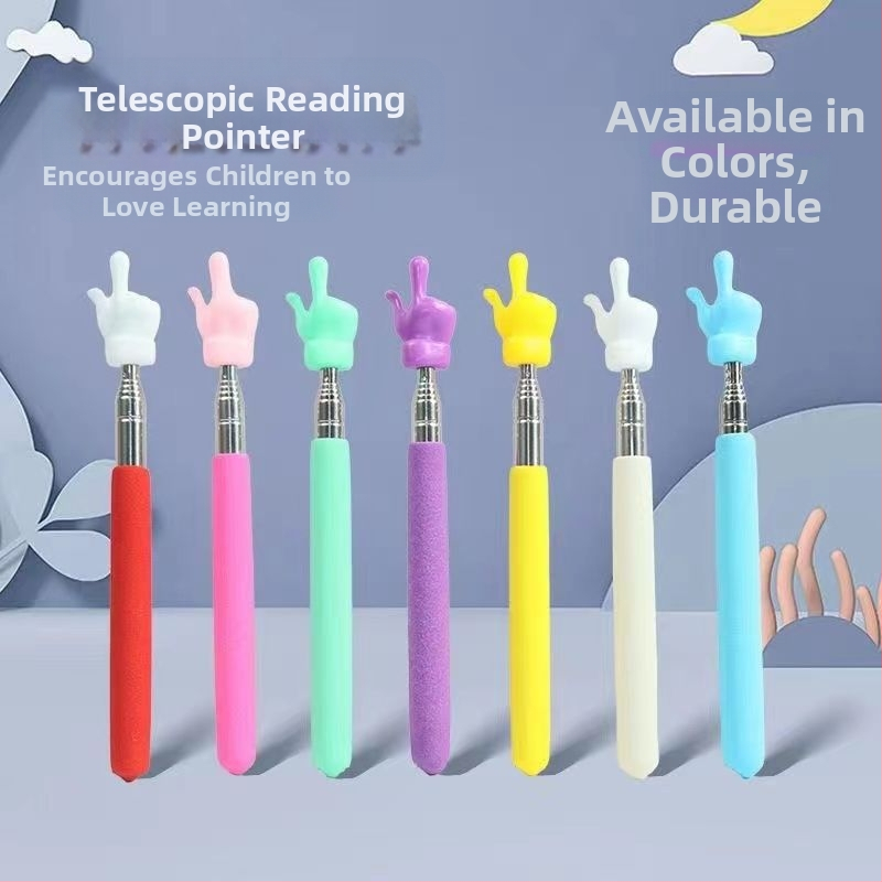Телескопична указалка за четене с пръст, неръждаема стомана, регулируема дължина, за обучение