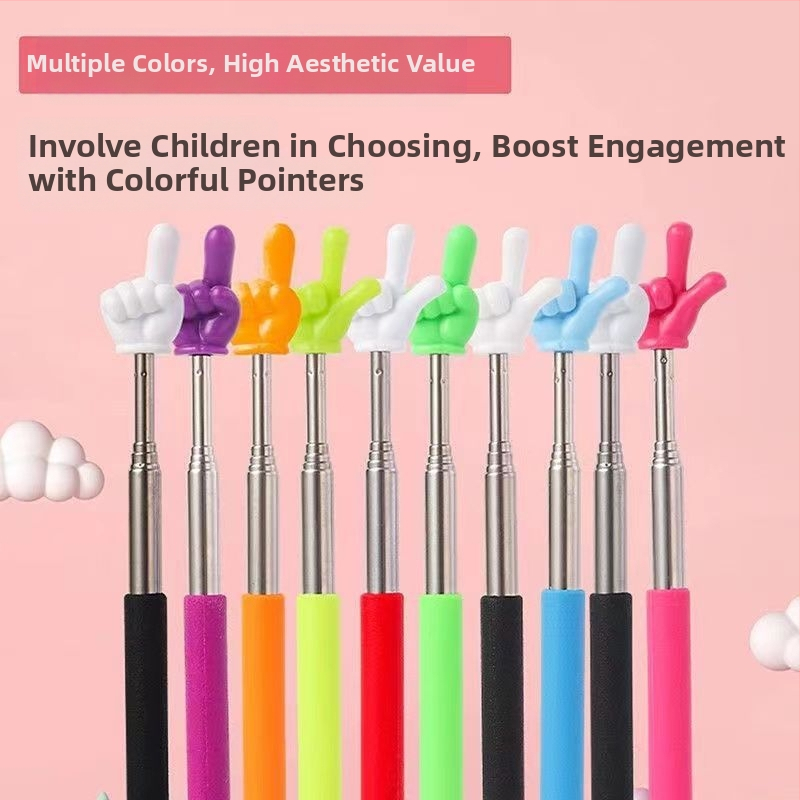 Телескопична указалка за четене с пръст, неръждаема стомана, регулируема дължина, за обучение
