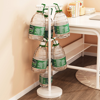 Wolifang Πολυχρηστικό επιδαπέδιο ράφι για σακίδια από ανθρακούχο ατσάλι, με κρεμάστρες γραφείου, 1 επίπεδο, αποθήκευση σε υπνοδωμάτιο