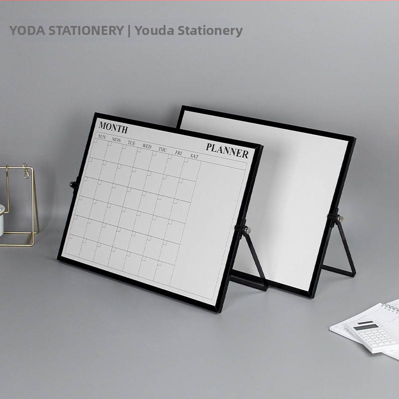 YODA Divpusēja magnētiskā baltā tāfele ar alumīnija sakausējuma rāmi, metāla panelis, galda statīvs