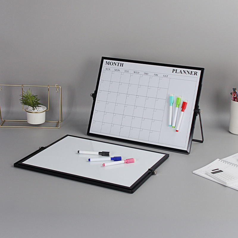 YODA Divpusēja magnētiskā baltā tāfele ar alumīnija sakausējuma rāmi, metāla panelis, galda statīvs