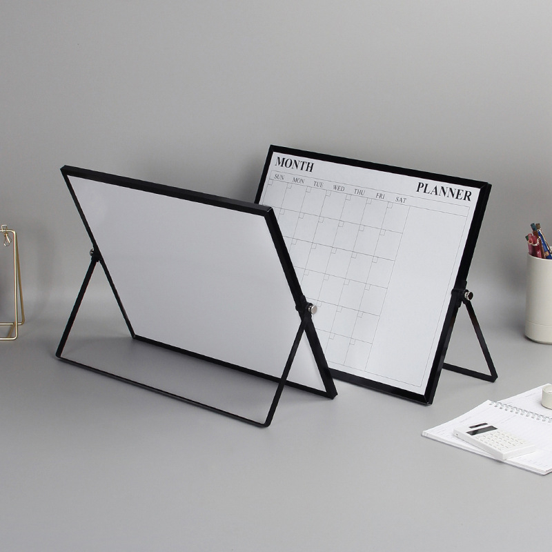 YODA Divpusēja magnētiskā baltā tāfele ar alumīnija sakausējuma rāmi, metāla panelis, galda statīvs