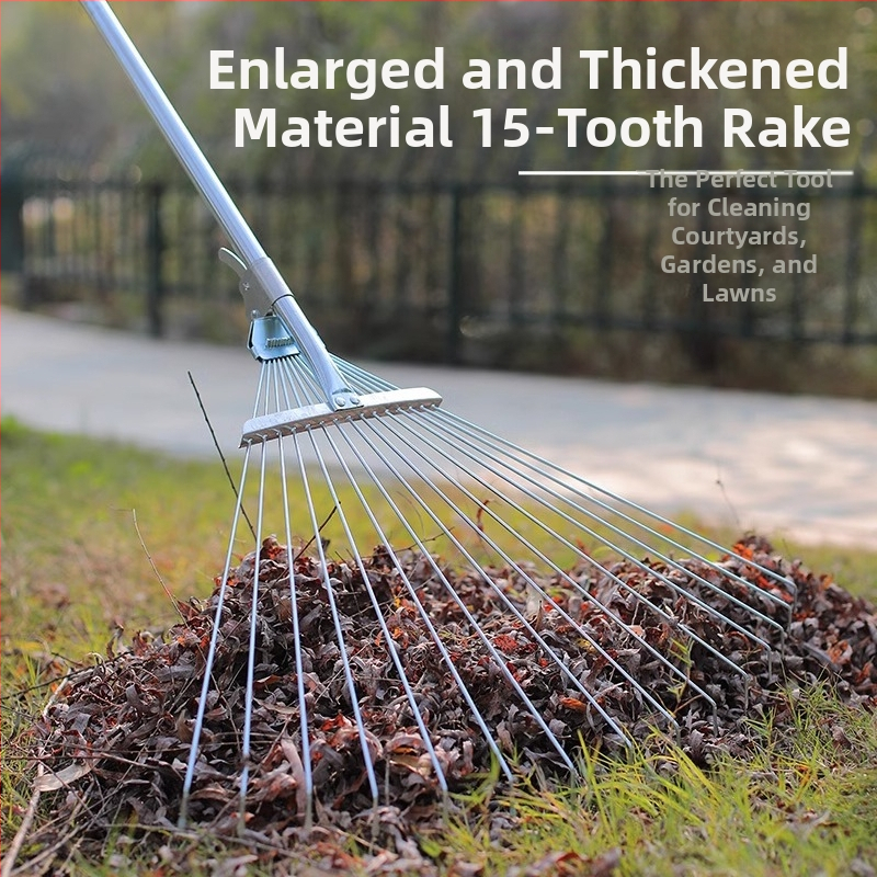 Разтегателно градинарско гребло за тревата, неръждаема стомана, регулируемо, многозъбно, модел DCAO-003