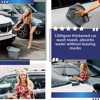 Coral fleece πετσέτα πλυσίματος αυτοκινήτου, διπλής όψης, απορροφητική, 1200 gsm