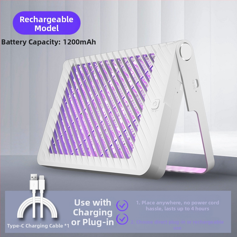 Ηλεκτρικός εξοντωτής κουνουπιών με επαναφορτιζόμενο USB, LED φωτισμό, ενσωματωμένη μπαταρία, αυτονομία 1–3 ώρες, χρόνος φόρτισης 3 ώρες · Παγίδα κουνουπιών με φωτεινό κύμα + έλεγχος ηλεκτρικού χτυπήματος