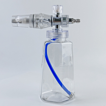 Putu smidzināšanas pudelīte ar augstas spiedes ūdens pistoli, caurspīdīgs ventilatora formas gals, elektroplakšanas sakausējums