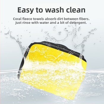 Automobilių plovimo rankšluostis - dvipusis koralo flisas, be plaukelių, itin stora (Medžiaga: koralo flisas; Svoris: 70 g; Siūlių procesas: stranded yarn; Apdaila: dygsnis; Logotipo spausdinimas: Taip)