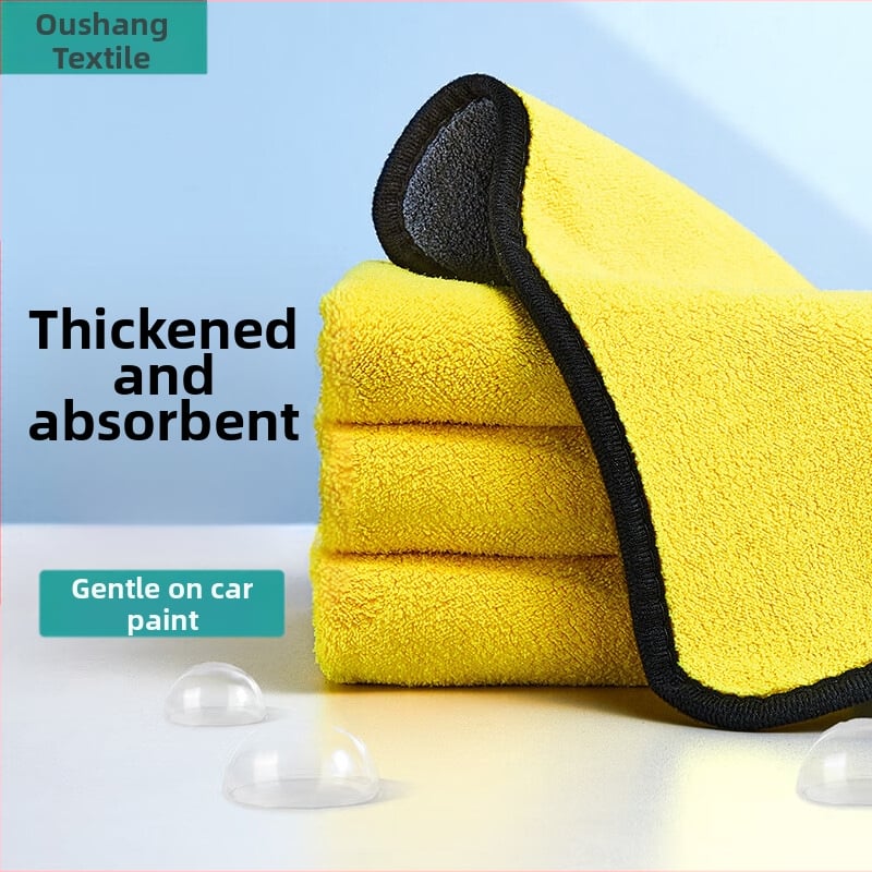 Automobilių plovimo rankšluostis - dvipusis koralo flisas, be plaukelių, itin stora (Medžiaga: koralo flisas; Svoris: 70 g; Siūlių procesas: stranded yarn; Apdaila: dygsnis; Logotipo spausdinimas: Taip)