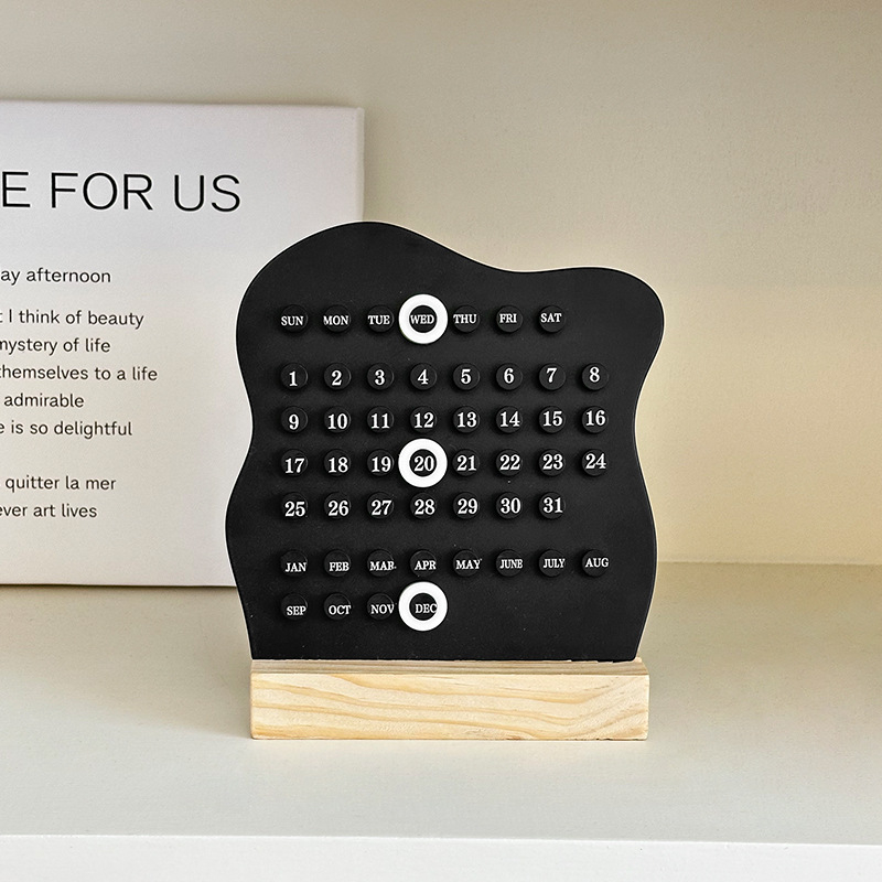 Ημερολόγιο γραφείου με δαχτυλίδι – Αιώνιος ημερολόγιο, DIY σετ δαχτυλιδιών, απλός μοντέρνος σχεδιασμός, ABS ξύλο, Εκτύπωση λογοτύπου