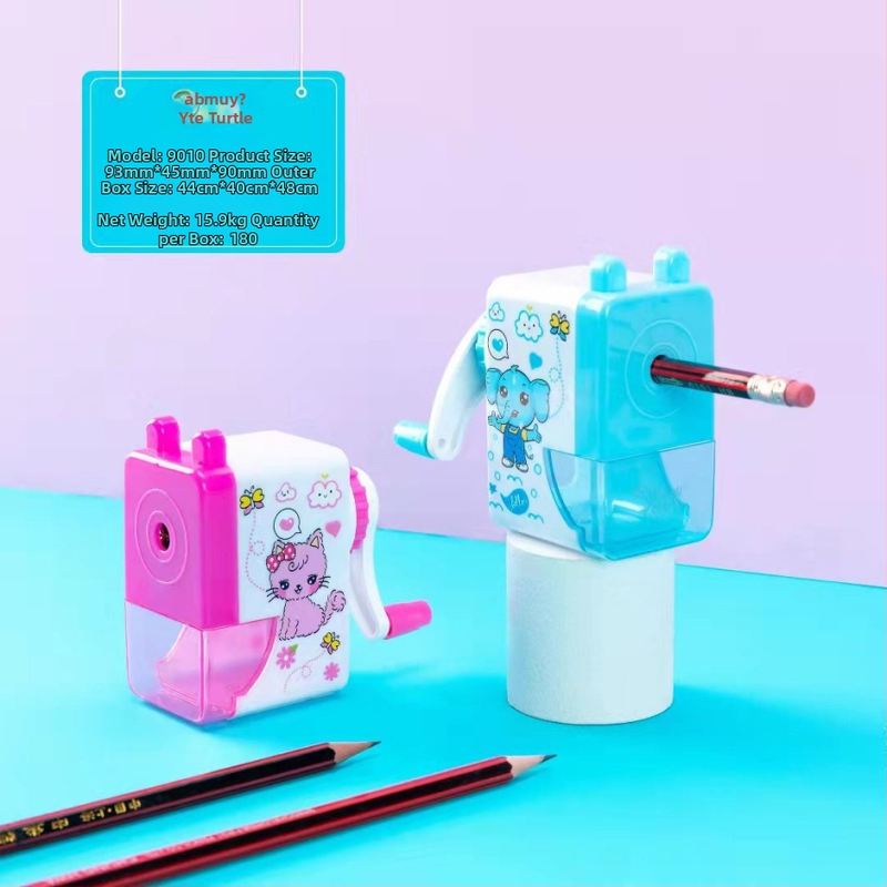 Rokas asināmais zīmulis bērniem, karikatūru dizains, modelis 9010, plastmasas korpuss, ģeometriska forma