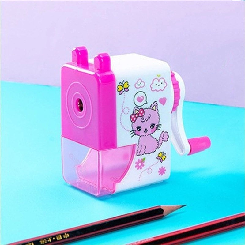 Ръчна острилка за моливи за ученици, карикатурен дизайн, модел 9010, пластмасов корпус, геометрична форма