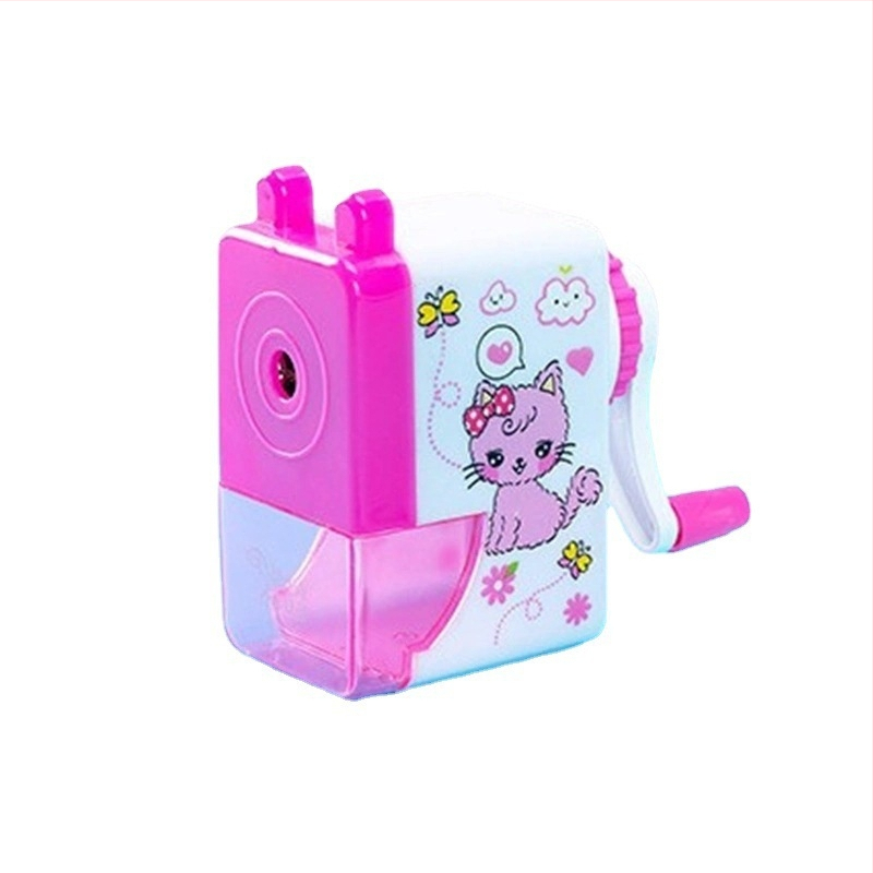 Ръчна острилка за моливи за ученици, карикатурен дизайн, модел 9010, пластмасов корпус, геометрична форма