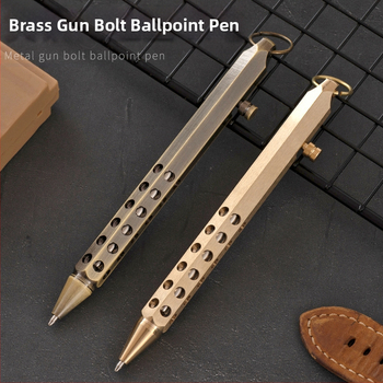Mosadzové šesťuholníkové guľôčkové pero s potlačou loga