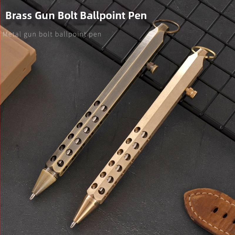 Mosadzové šesťuholníkové guľôčkové pero s potlačou loga