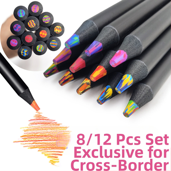 Fa burkolatú szivárványos ceruza készlet, 12 szín, kreatív rajzeszköz (Külső: Fa; Márka: Nincs márka; Típus: Egyéb)