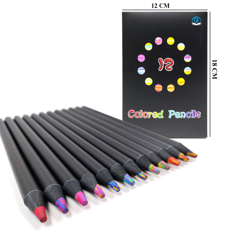 Fa burkolatú szivárványos ceruza készlet, 12 szín, kreatív rajzeszköz (Külső: Fa; Márka: Nincs márka; Típus: Egyéb)