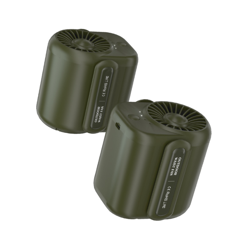 Prijenosni ventilator za vrat/pojas, vanjska upotreba, USB punjenje, ugrađena baterija 6000mAh, 5 lopatica, 4 brzine