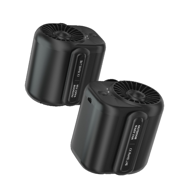 Prijenosni ventilator za vrat/pojas, vanjska upotreba, USB punjenje, ugrađena baterija 6000mAh, 5 lopatica, 4 brzine