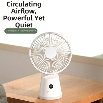 USB stalinis ventiliatorius su įmontuota baterija 2000–4000 mAh ir naktine šviesa, 6 mentės, 5 greičiai, triukšmas 70 dB