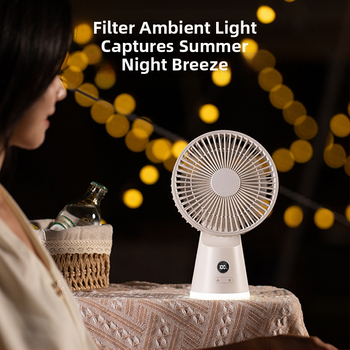 USB stalinis ventiliatorius su įmontuota baterija 2000–4000 mAh ir naktine šviesa, 6 mentės, 5 greičiai, triukšmas 70 dB