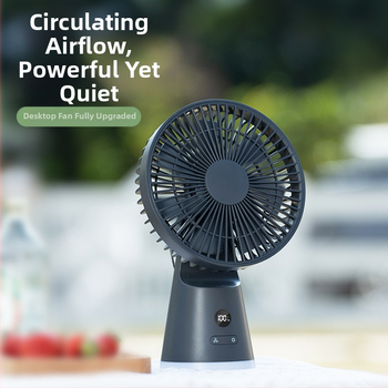 USB stalinis ventiliatorius su įmontuota baterija 2000–4000 mAh ir naktine šviesa, 6 mentės, 5 greičiai, triukšmas 70 dB