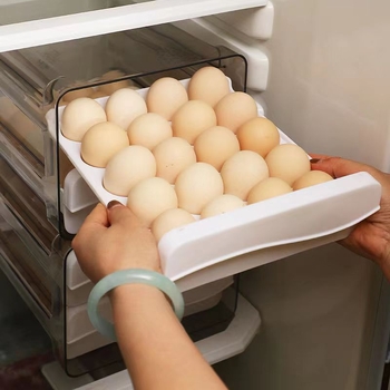 Кутия за яйца за хладилник, с чекмеджетен стил, двойно ниво, прозрачно, модерен и прост дизайн за съхранение