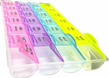 Κουτί φαρμάκων με 28 διαμερίσματα, φορητό PP πλαστικό, 1 L χωρητικότητα, με καπάκι και εκτύπωση λογότυπου