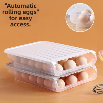 Κουτί αποθήκευσης αυγών με καπάκι για το ψυγείο, TY8564, PP+PE, 1L, πτυσσόμενο, με δυνατότητα στοίβαξης