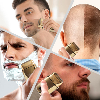 Vīriešu elektriskais skuveklis ar LCD displeju, plūstošā galva, divu asu galva, iebūvēta 500–800 mAh akumulatora, darbības laiks virs 60 minūtēm.