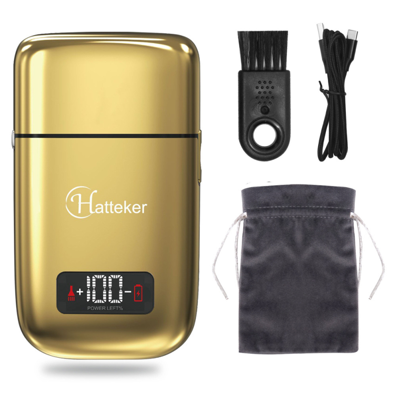 Vīriešu elektriskais skuveklis ar LCD displeju, plūstošā galva, divu asu galva, iebūvēta 500–800 mAh akumulatora, darbības laiks virs 60 minūtēm.