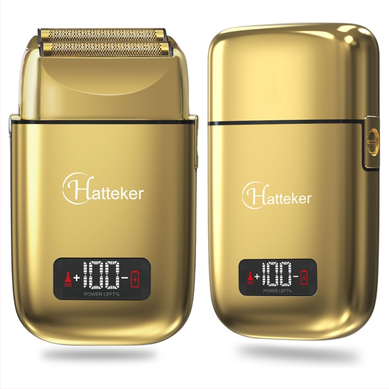 Vīriešu elektriskais skuveklis ar LCD displeju, plūstošā galva, divu asu galva, iebūvēta 500–800 mAh akumulatora, darbības laiks virs 60 minūtēm.