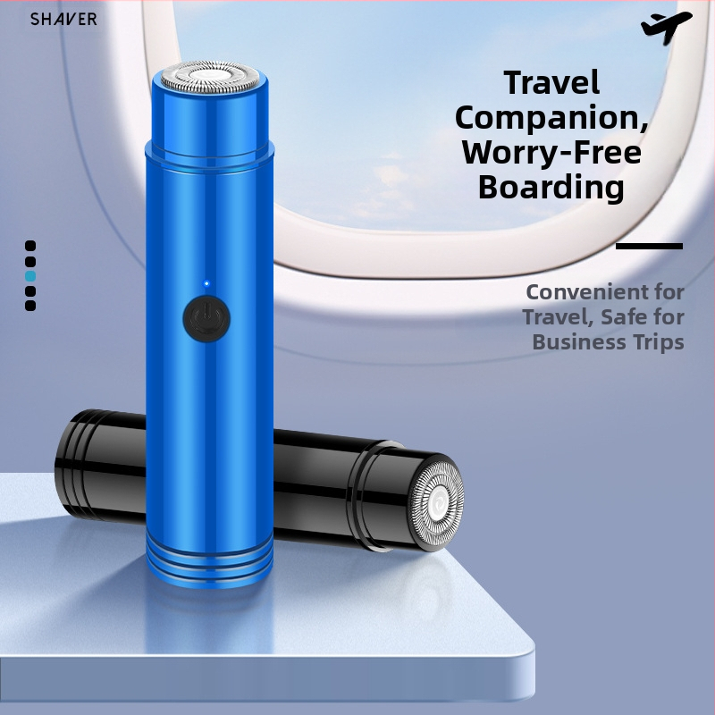 Geelyilai Mini Elektrinis Skutimosi Įrenginys JLL022 – pasukama pjovimo galvutė su 1 peiliu, įmontuota baterija 300–500 mAh, veikimo laikas daugiau nei 60 min., nuimama ir plaunama galvutė