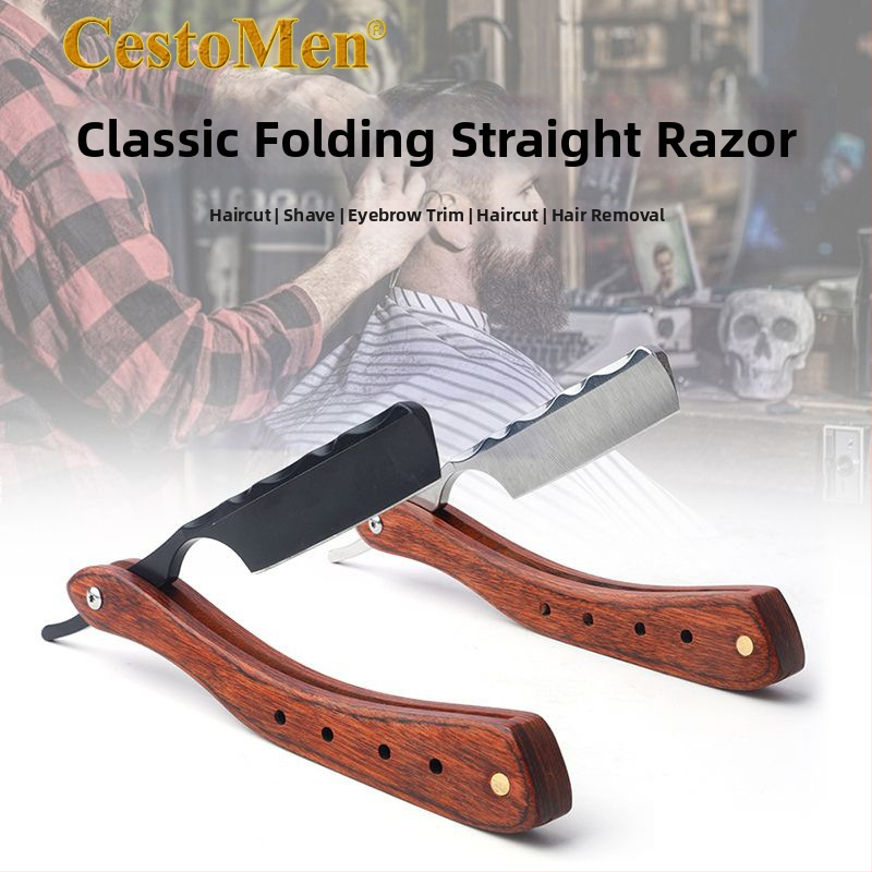 CestoMen Χειροκίνητο Αναδιπλούμενο Ξυριστικό με Βάση/Στήριγμα, Vintage Κλασικός Σχεδιασμός, Λεπίδα Δεν Περιλαμβάνεται