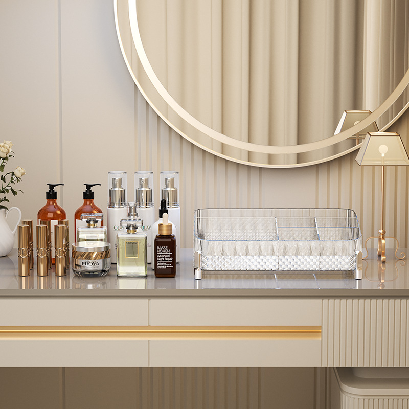 Κουτί αποθήκευσης καλλυντικών — με συρτάρι, ανθεκτικό στη σκόνη, με μεγάλη χωρητικότητα, επιτραπέζιος οργανωτής · Υλικό PET+PP · Μάρκα Three Arts · Σύγχρονο μινιμαλιστικό στυλ · Έκδοση 2024.