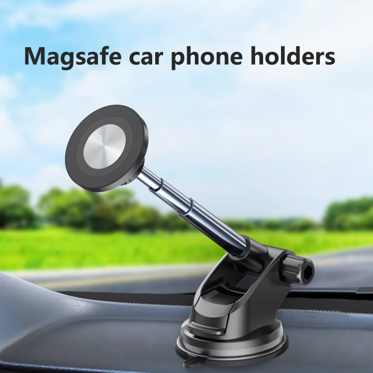 Auto držač za telefon s MagSafe magnetskom glavom, aluminijski magnetni držač, teleskopaska baza s vakuum podlogom, univerzalan