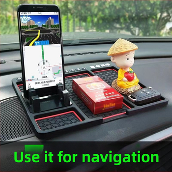 Daugiafunkcinis silikoninis automobilio neslystantis kilimėlis ant prietaisų skydelio su telefono laikikliu ir laikymo dėžute