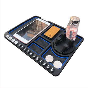 Daugiafunkcinis silikoninis automobilio neslystantis kilimėlis ant prietaisų skydelio su telefono laikikliu ir laikymo dėžute