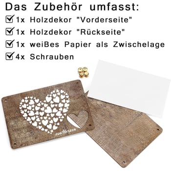 Ξύλινη ευχετήρια κάρτα γάμου, προσωποποιημένη, μοντέρνο μινιμαλιστικό στυλ, υλικό boxwood