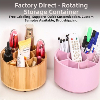 Medinis pasukamas stalo organizatorius su keliais skyrių, apskritos formos dizainas